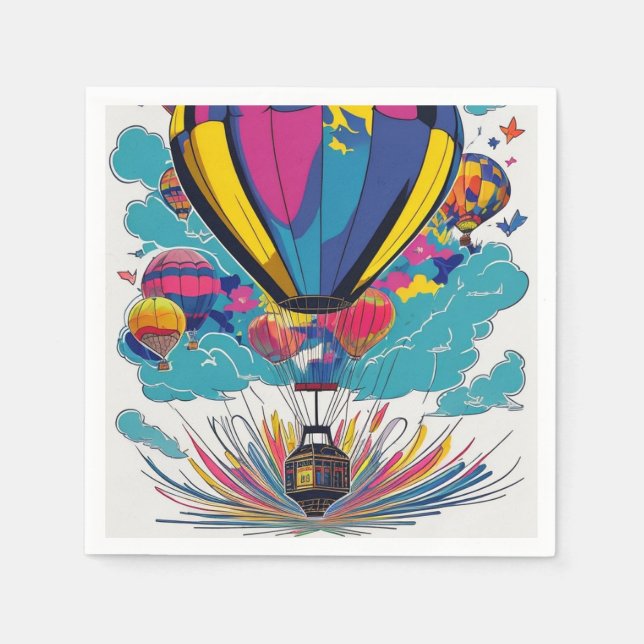 Colorful Hot Air Balloons  Napkins (Front)