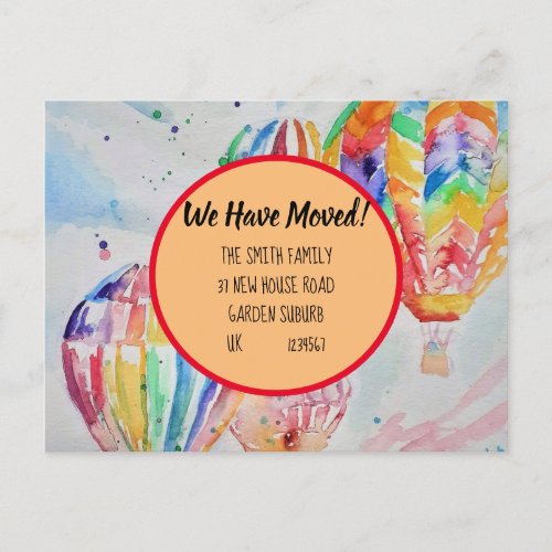 Colorful Hot Air Balloons New Address Postcard