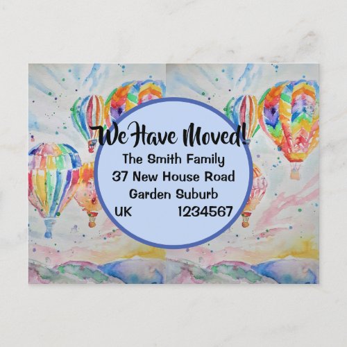 Colorful Hot Air Balloons New Address Postcard