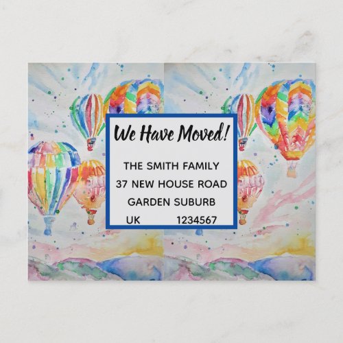 Colorful Hot Air Balloons New Address Postcard