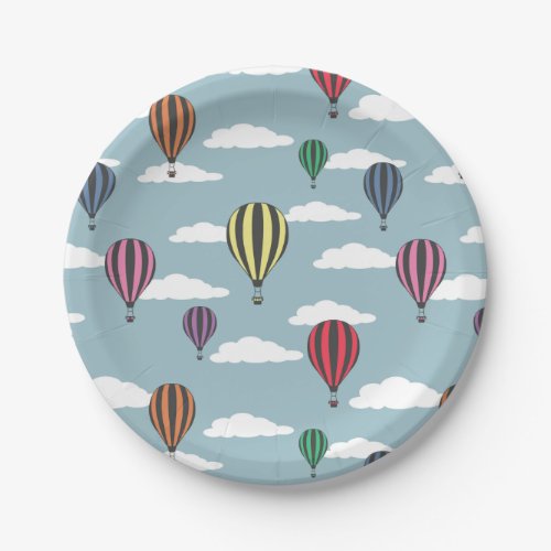 Colorful hot air balloons paper plates