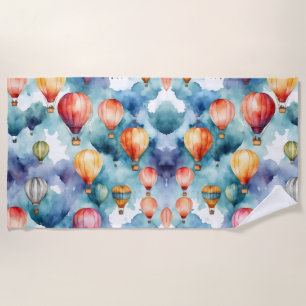 Colorful Hot Air Balloons Pattern . Beach Towel