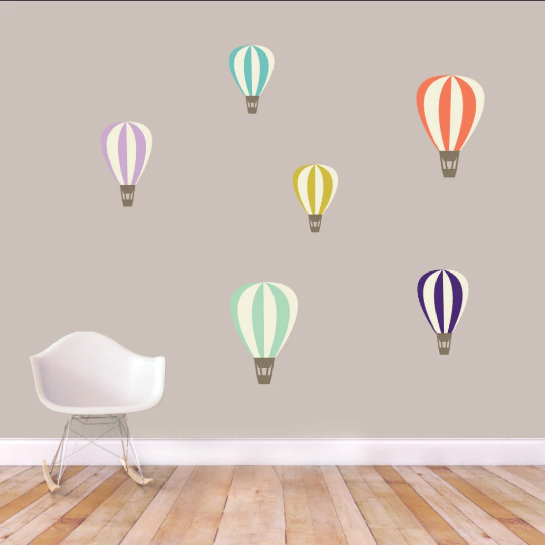 Colorful Hot Air Balloons Printed Wall Decal Set Zazzle