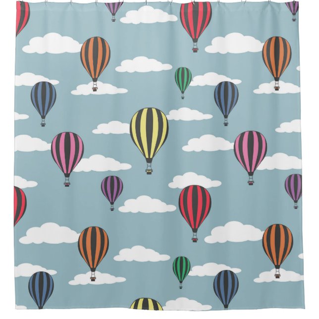 Colorful hot air balloons shower curtain (Front)