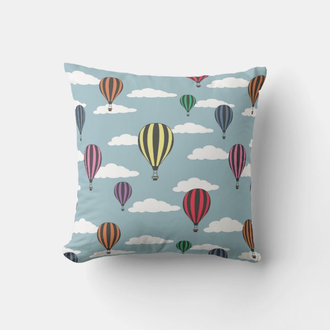 Colorful hot air balloons throw pillow (Front)