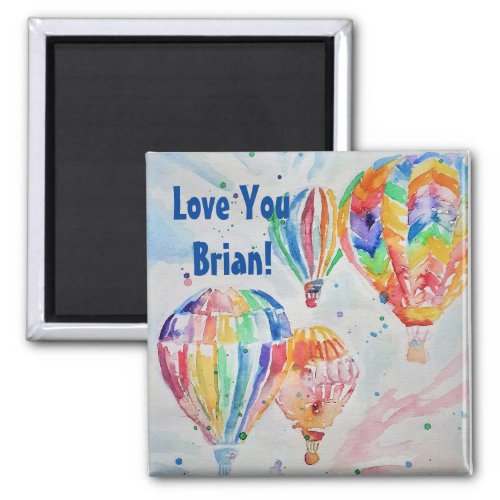 Colorful Hot Air Balloons Watercolor Mens Magnet