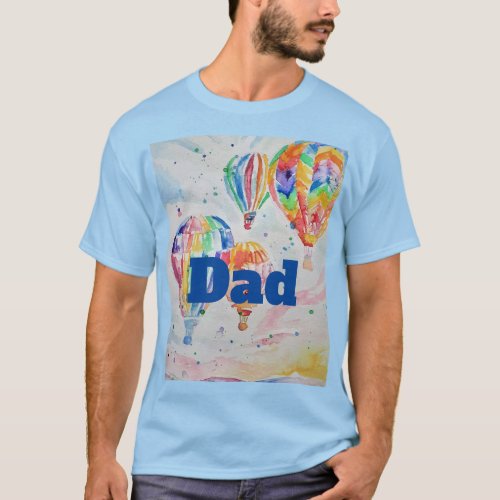 Colorful Hot Air Balloons Watercolour Painting T_Shirt