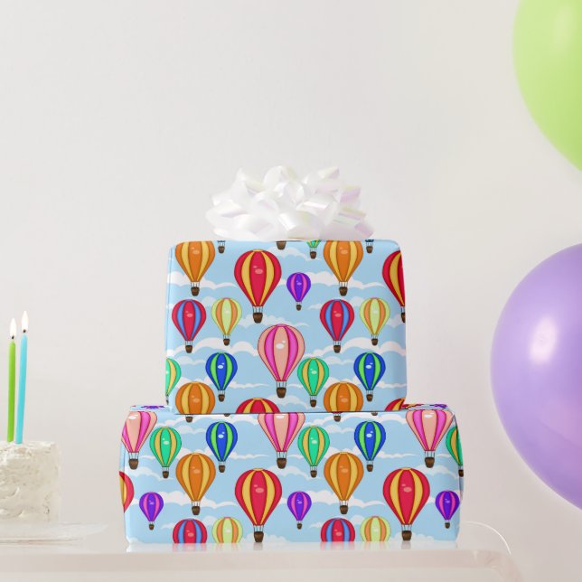 Colorful Hot Air Balloons Wrapping Paper (Party Gifts)