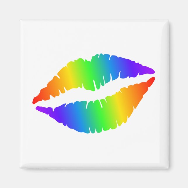 Colorful Hot Lips Square Magnet (Front)