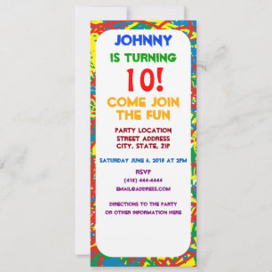 Colorful hot mess blast multi color splash rainbow invitation
