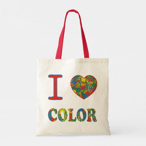 Colorful hot mess multicolor red blue yellow green tote bag
