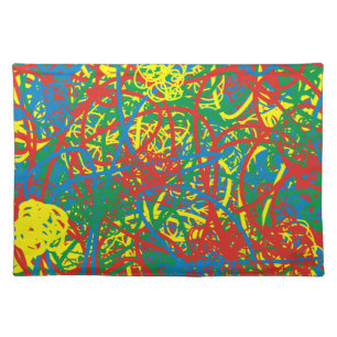 Colorful Hot Mess Red Blue Yellow Green Abstract  Cloth Placemat
