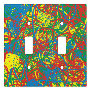 Colorful Hot Mess Red Blue Yellow Green Abstract Light Switch Cover