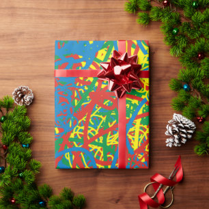 Colorful Hot Mess Yellow Green Blue Red Abstract Wrapping Paper