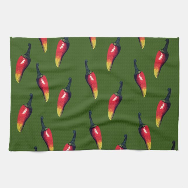 Colorful Hot Peppers Custom Kitchen Towel (Horizontal)