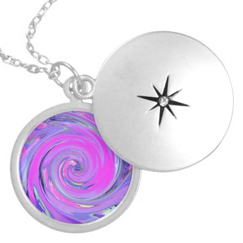 Colorful Hot Pink and Purple Boho Hippie Swirl Locket Necklace