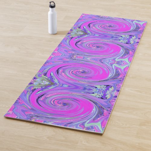 Colorful Hot Pink and Purple Boho Hippie Swirl Yoga Mat