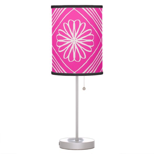Colorful Hot Pink Botanical Flower Table Lamp