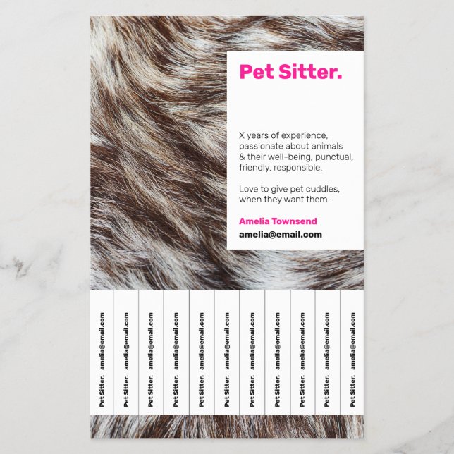 Colorful Hot Pink Pet Sitting Attention Seeking Ad Flyer (Front)
