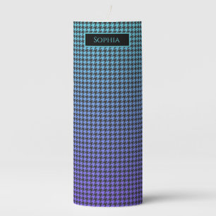 Colorful Houndstooth-Blue Purple Gradient- Pillar Candle