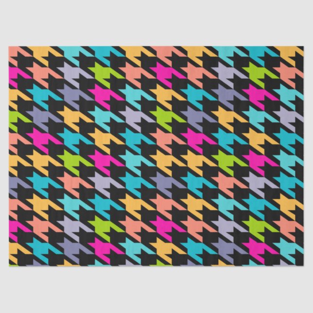 Colorful houndstooth geometric pattern tissue paper (Front)