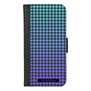 Colorful Houndstooth-Gradient Blue to Purple- iPhone 8/7 Wallet Case