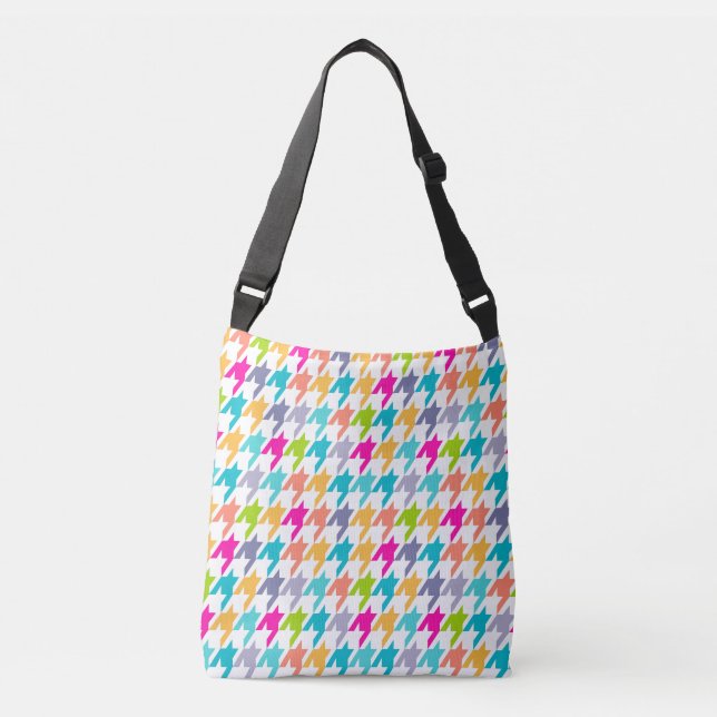 Colorful Houndstooth On White Seamless Pattern Crossbody Bag (Front)