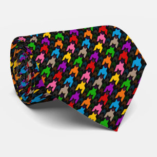 Colorful Houndstooth Pattern Black Neck Tie