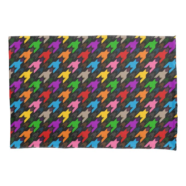 Colorful Houndstooth Pattern Black  Pillow Case (Front)