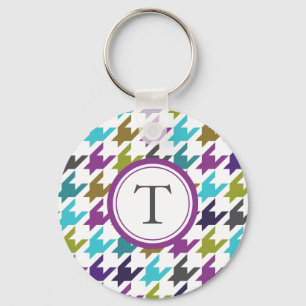 Colorful houndstooth pattern keychain
