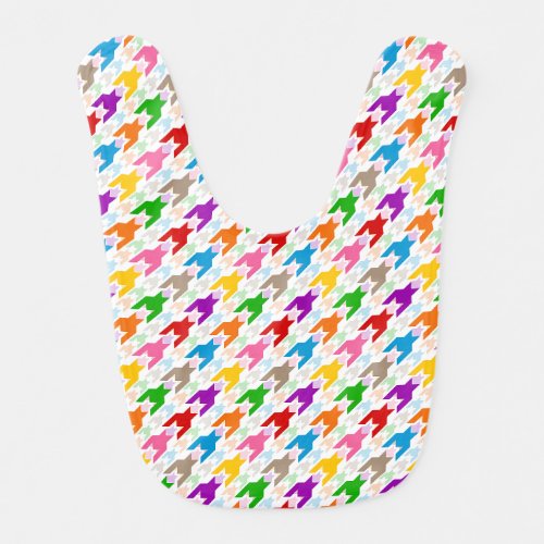 Colorful Houndstooth Pattern White Baby Bib
