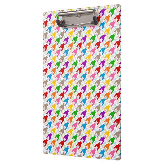 Colorful Houndstooth Pattern White  Clipboard (Left)