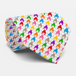 Colorful Houndstooth Pattern White Neck Tie