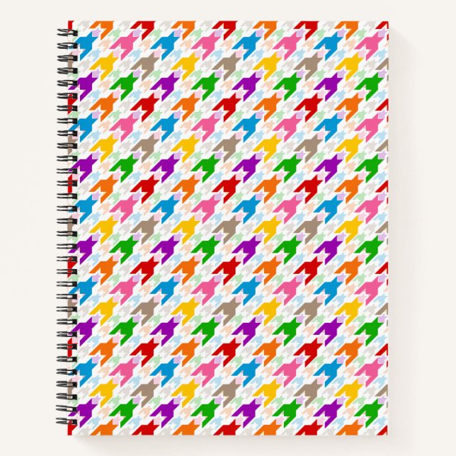Colorful Houndstooth Pattern White  Notebook (Front)