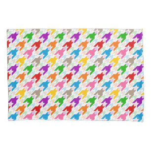 Colorful Houndstooth Pattern White Pillow Case