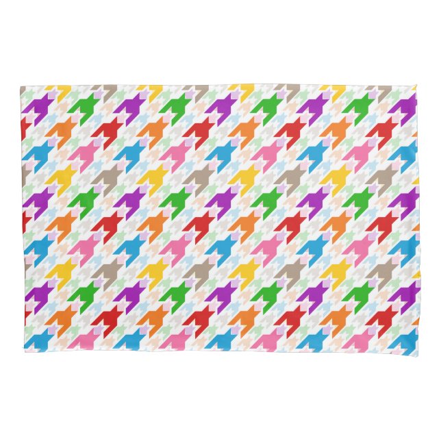 Colorful Houndstooth Pattern White  Pillow Case (Front)