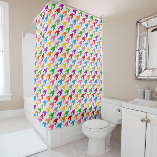 Colorful Houndstooth Pattern White  Shower Curtain