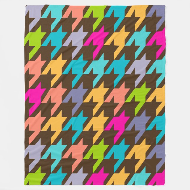 Colorful Houndstooth Seamless Pattern 4 Fleece Blanket (Front)