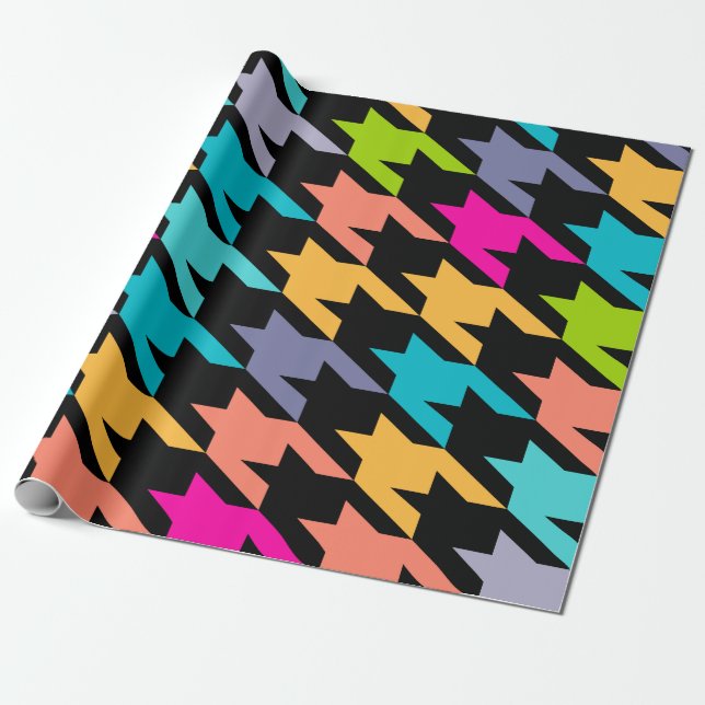 Colorful houndstooth seamless pattern wrapping paper (Unrolled)