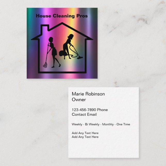 Colorful House Cleaning Services Business Card (Front/Back)
