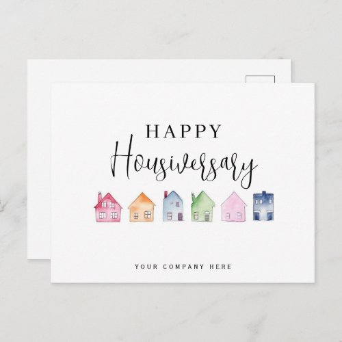 Colorful House Happy Housiversary Real Estate Postcard