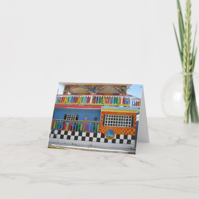 Colorful House on Isla Mujeres, Mexico Card (Front)