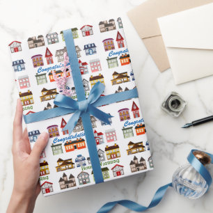 Colorful House Warming Wrapping Paper