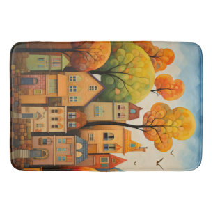 Colorful houses and trees in the fall bath mat