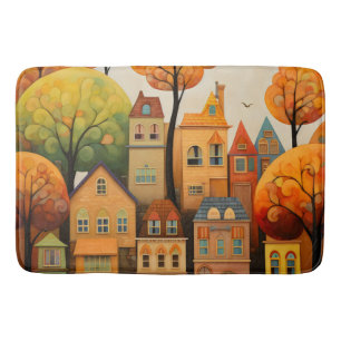 Colorful houses and trees in the fall bath mat