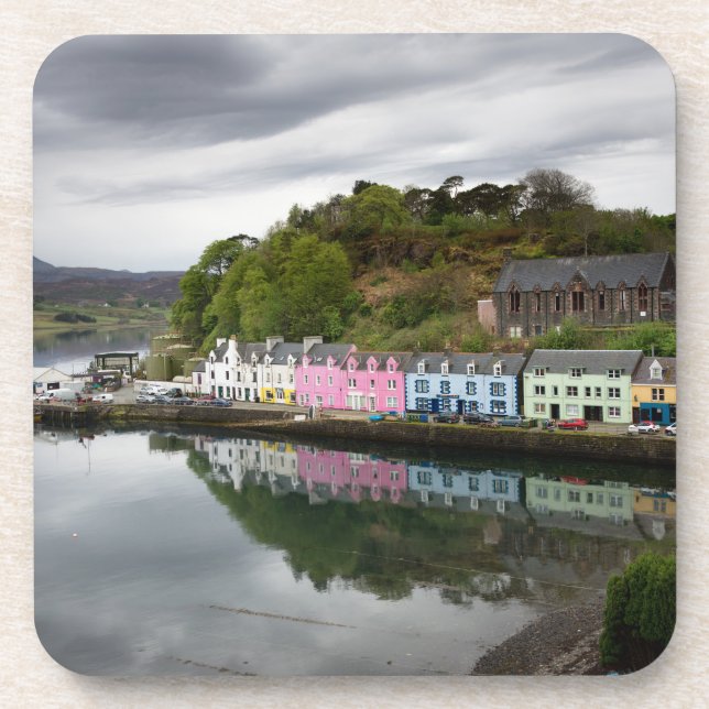 Colorful houses in Portree, Skye Beverage Coaster (Front)