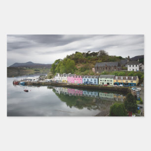Colorful houses in Portree, Skye Rectangular Sticker