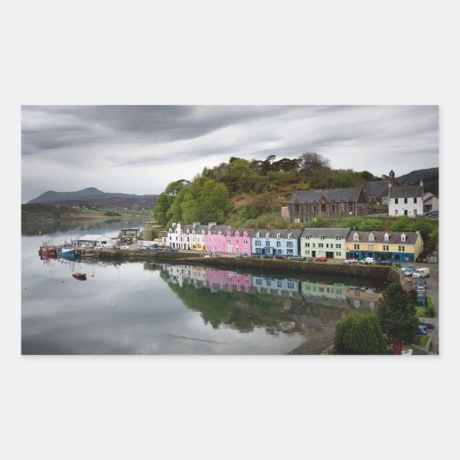 Colorful houses in Portree, Skye Rectangular Sticker (Front)