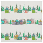 Colorful Houses In Winter Fabric