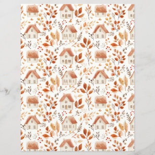 colorful Houses, leaves pattern scrapbook paper